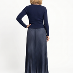 Serandra | Knit Top Pleated Skirt Midi Dress