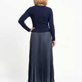 Serandra | Knit Top Pleated Skirt Midi Dress