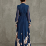 Taliavia | Pleated Sheer Sleeves Maxi Dress