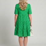 Isarina | Short Sleeve Eyelet Detail Knee Length Dress