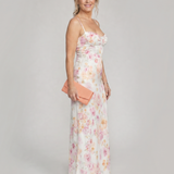 Saffbeth | Soft Floral Strappy Bodycon Maxi Dress