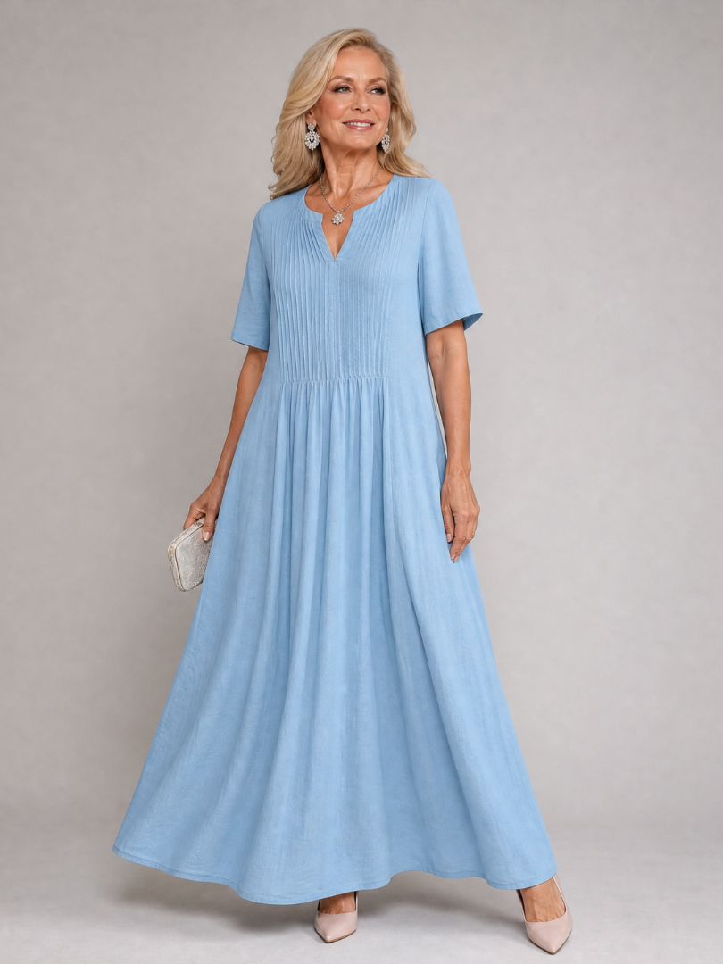 Casrina | Pleated V Neck Midi Dress
