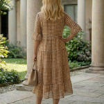 Thalwynne | Polka Dot Tiered Midi Dress Short Sleeve