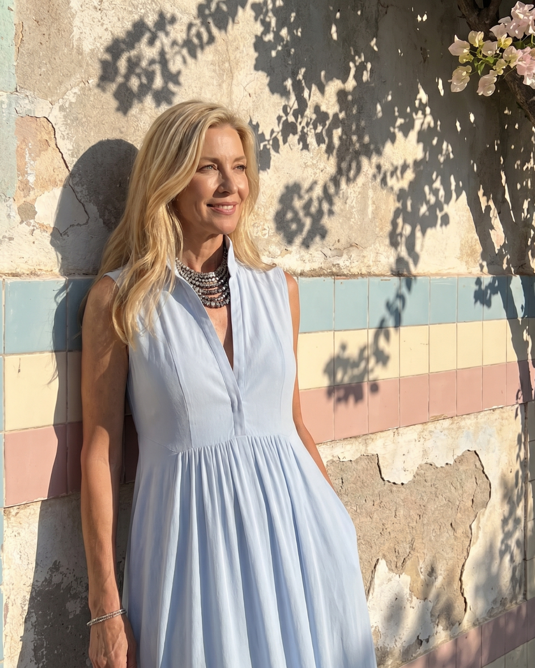 Gretarina | Sleeveless Collared Flowing Maxi Dress