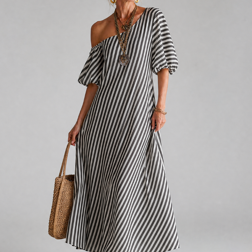 Vesrose | Striped Empire Waist Midi Dress