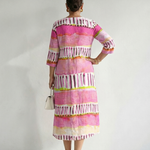 Zarnia | Easy Flow Patterned Stripe Midi Dress