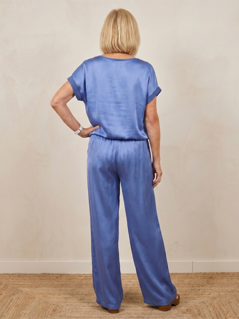 Beldra | Short Sleeve Drawstring Waist Pants Set