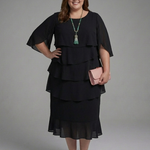 Hilana | Layered Cape Sleeve Midi Dress