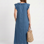 Briabeth | Ruffle Trim Sleeveless Neck Midi Dress