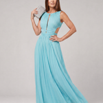 Tovala | Pleated Sleeveless Keyhole Neck Maxi Dress