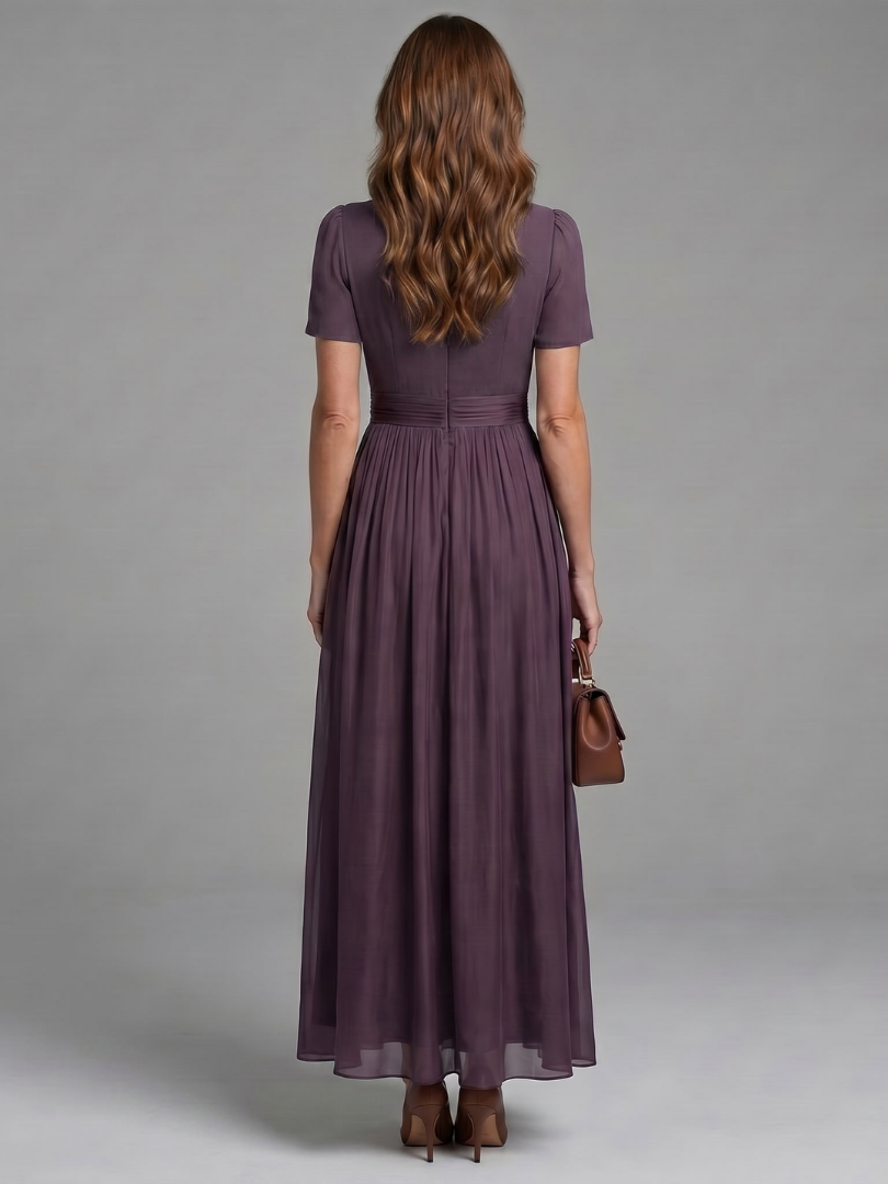 Valssa | Gathered Waist Keyhole Maxi Dress