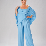 Nevsia | Draped Off Shoulder Top And Wide Leg Pants Set