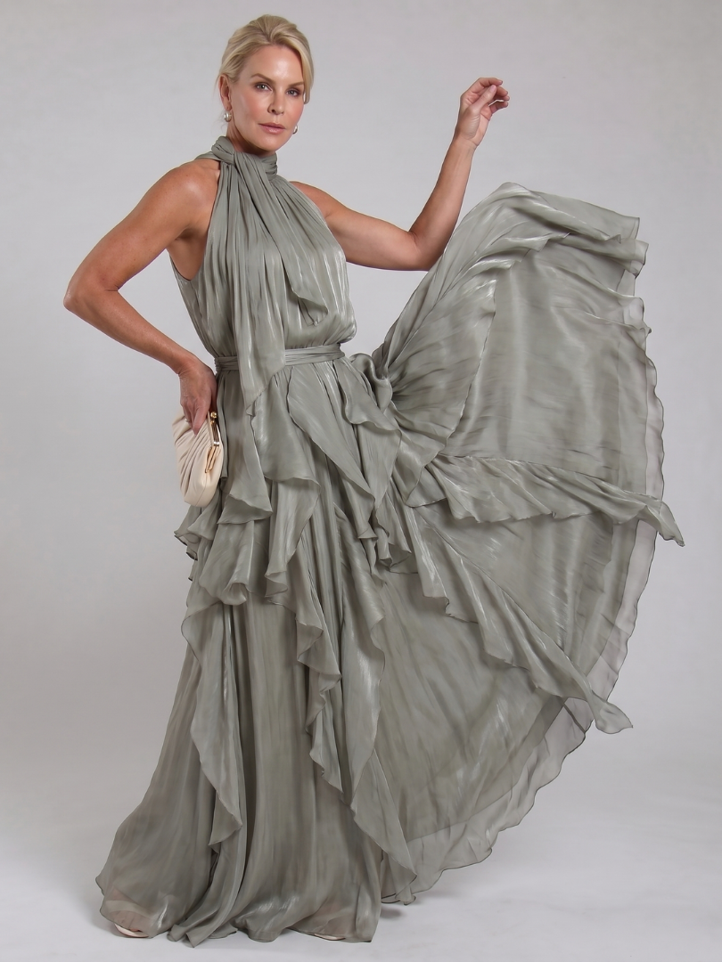 Tamsinmae | Halter Neck Ruffle Tiered Maxi Dress