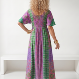 Gretandra | Mixed Print Short Sleeve Midi Dress