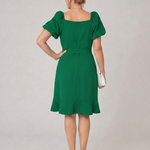 Marenine | Short Puff Sleeve Side Tie Detail Mini Dress