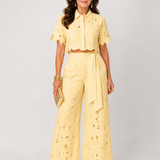 Elobelle | Lace Button Front Two Piece Pant Set