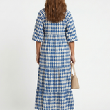 Deldra | Diamond Print Tiered Midi Dress