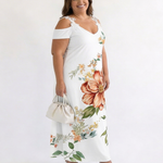 Brithea | Floral Off-Shoulder A-Line Midi Dress
