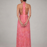 Hilaney | Halter Neck Pleated Skirt Maxi Dress