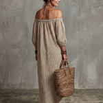Dahda | Striped Pattern Off Shoulder Maxi Dress