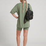 Clasia | Short Sleeve Crew Neck Top And Biker Shorts Set