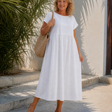 Linnette | Minimal Short Sleeve Relaxed Midi Dress