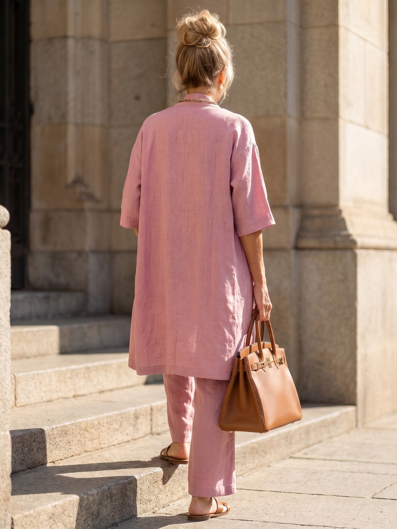 Theassa | Three Piece Relaxed Top Pant Set