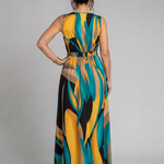 Larwyn | Sleeveless Abstract Print Maxi Dress