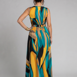 Larwyn | Sleeveless Abstract Print Maxi Dress