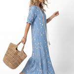 Coralyn | Floral Print Tassel Tie Midi Dress