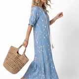 Coralyn | Floral Print Tassel Tie Midi Dress