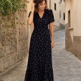 Laessa | Floral Puff Sleeve Ruffle Hem Midi Dress