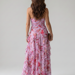 Liabeth | Halter Neck Ruched Bodice Floral Maxi Dress