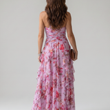 Liabeth | Halter Neck Ruched Bodice Floral Maxi Dress