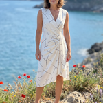 Romila | Sleeveless Printed Wrap Knee Length Dress