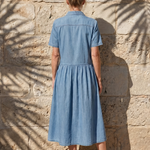 Liabelle | Gathered Waist Collar Front Midi Dress