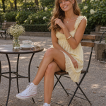Dahra | Sleeveless Square Neck Eyelet Detail Mini Dress