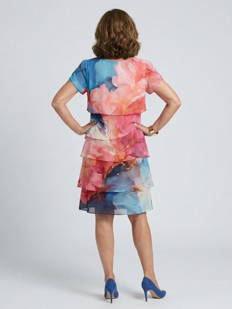 Esmewen | Poised Marble Knee Length Dress