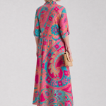 Lilamae | Printed Button Front Collared Midi Dress