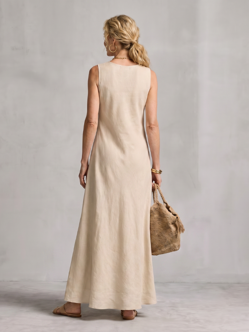 Corthea | Asymmetric Layered Round Neck Maxi Dress
