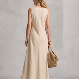 Corthea | Asymmetric Layered Round Neck Maxi Dress