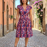 Nora | Flutter Sleeve Printed Knee Length Dress