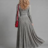 Velvia | Long Sleeve Turtleneck Defined Waist Midi Dress