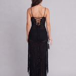 Renwyn | Halter Neck Crochet Fringe Detail Maxi Dress