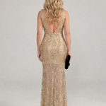 Verla | Sequin Sleeveless Sheer Panel Midi Dress