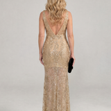 Verla | Sequin Sleeveless Sheer Panel Midi Dress
