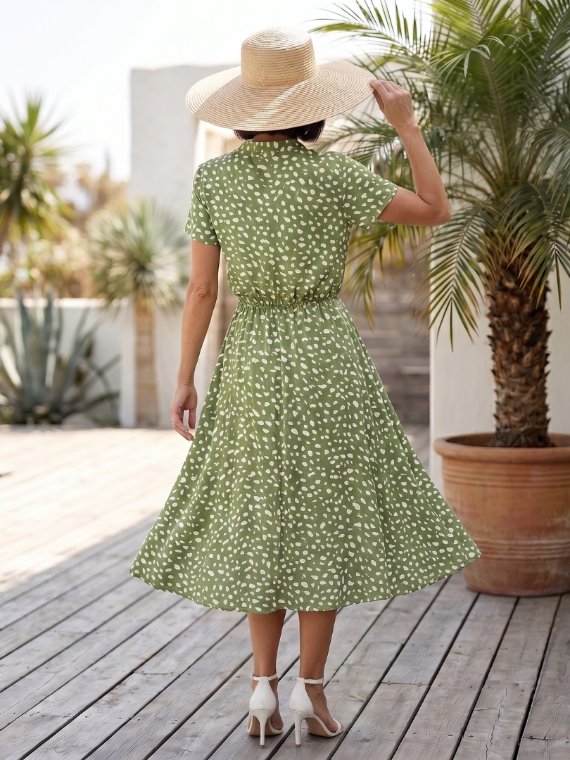 Milrin | Printed Button Front Belted Midi Dress