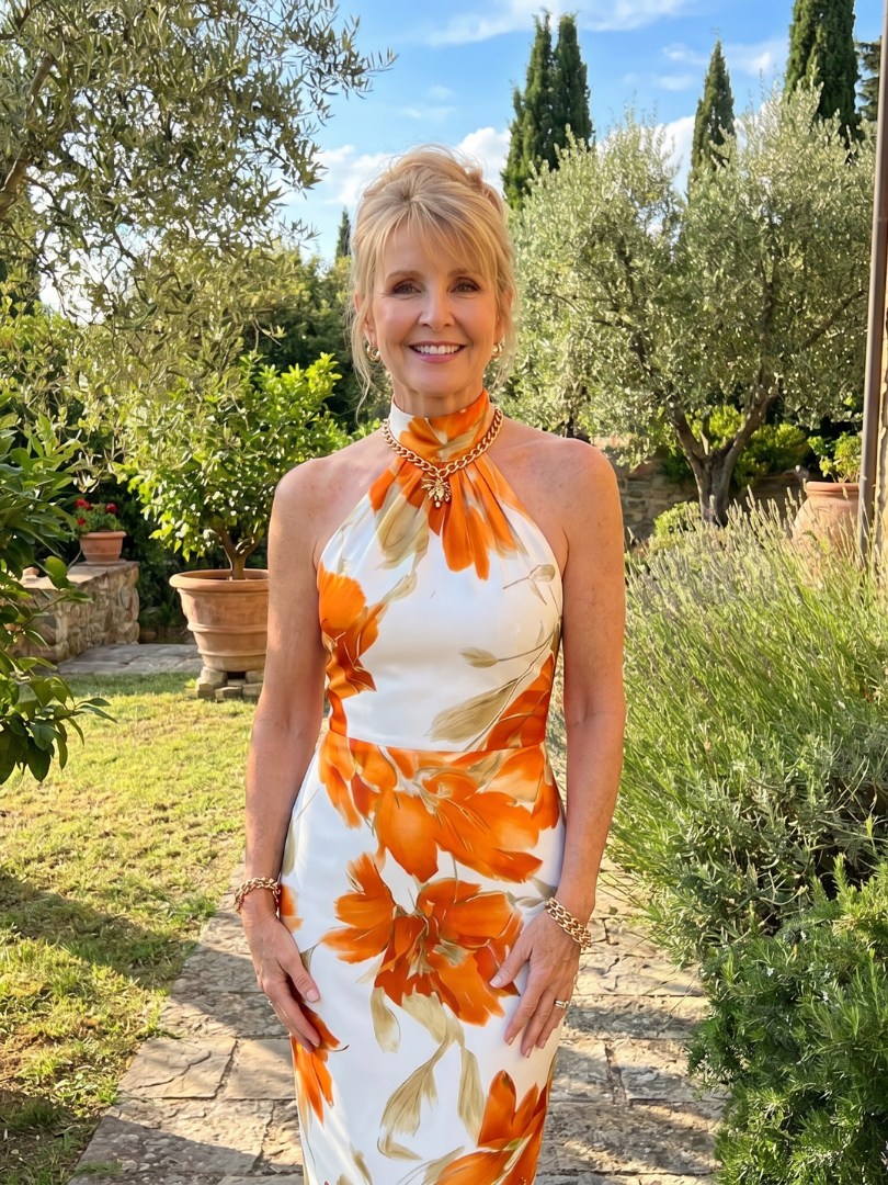 Mirlette | Halter Neck Floral Print Midi Dress