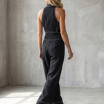 Maewyn | Zip Front Contrast Stitch Wide Leg Jumpsuit