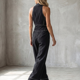Maewyn | Zip Front Contrast Stitch Wide Leg Jumpsuit